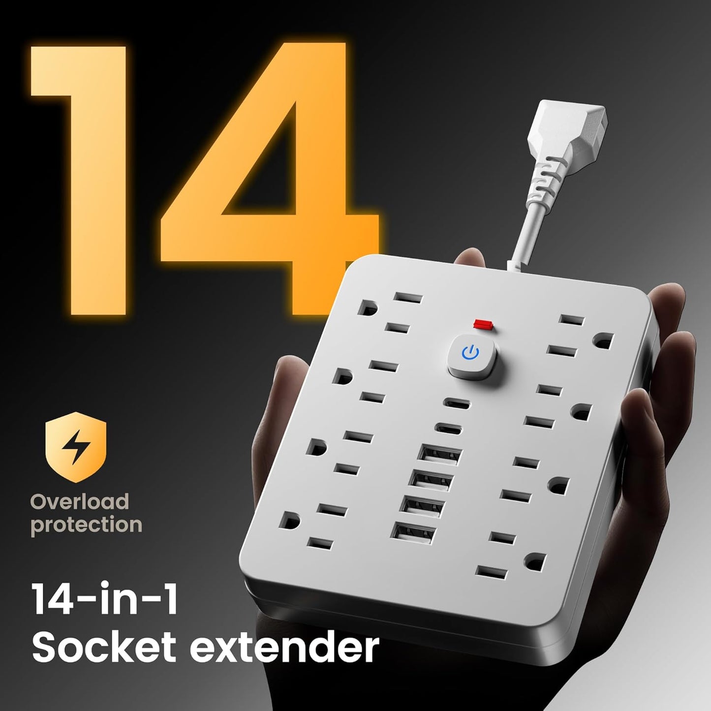 Surge Protector Power Strip with USB Ports – Compact Outlet Extender - Trenduff