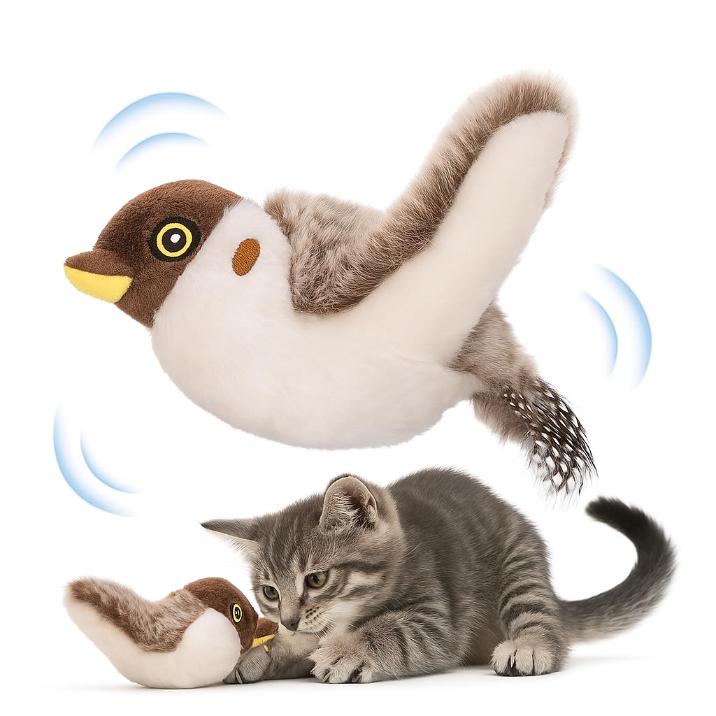 Interactive Flying Bird Cat Toy – Chirping Flapping Sparrow