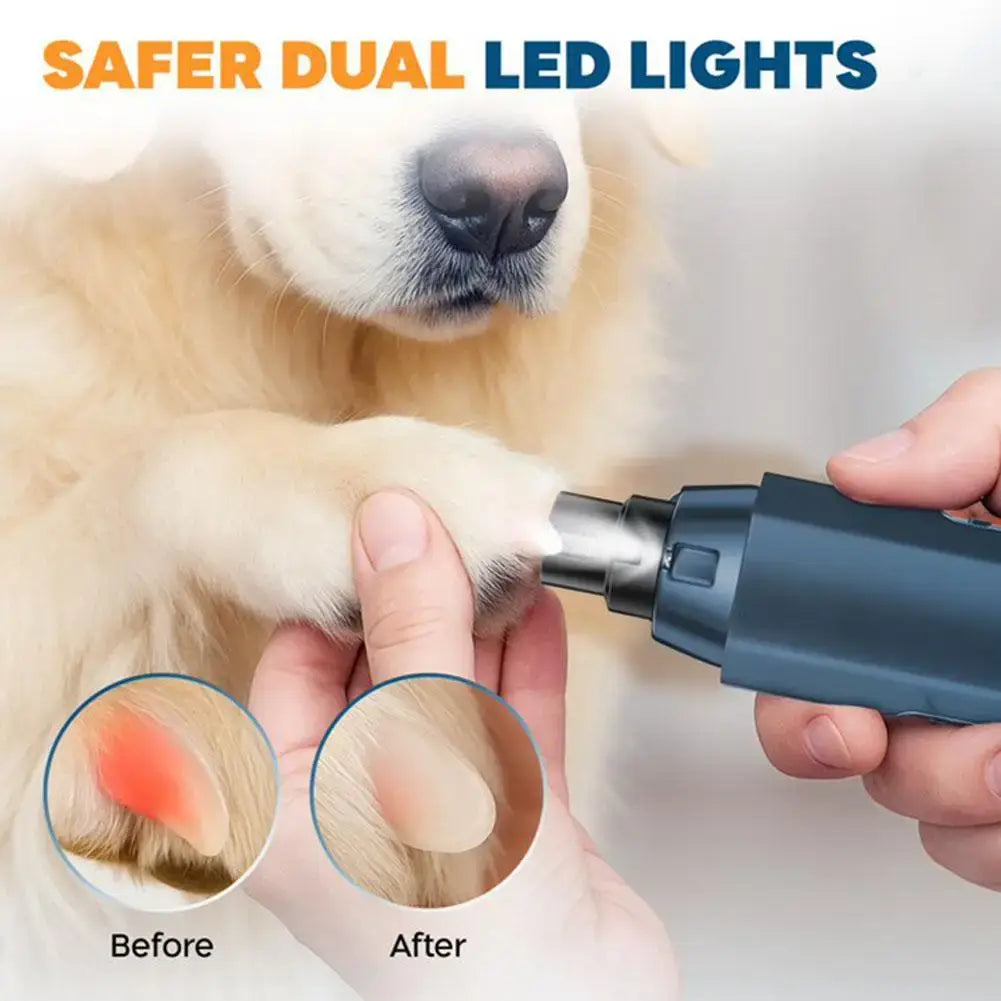 Safe pet nail grinder with adjustable speed settings