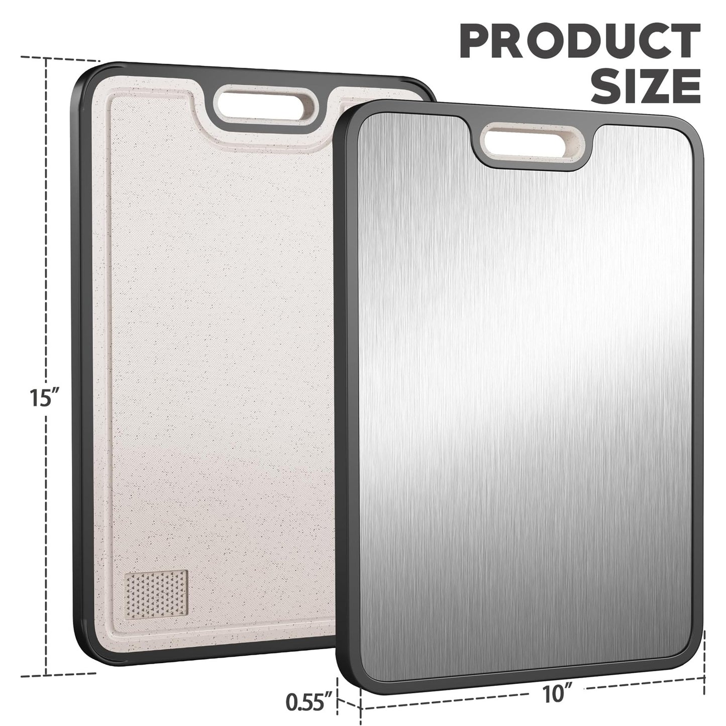 2-in-1 Titanium Cutting Board – Stainless Steel Kitchen Chopping Board - Trenduff