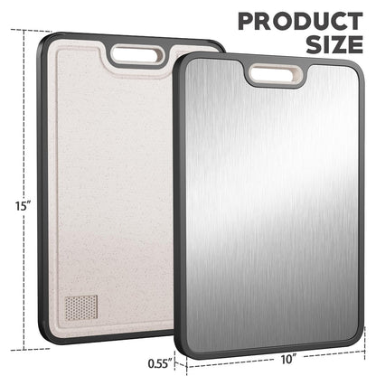 2-in-1 Titanium Cutting Board – Stainless Steel Kitchen Chopping Board - Trenduff