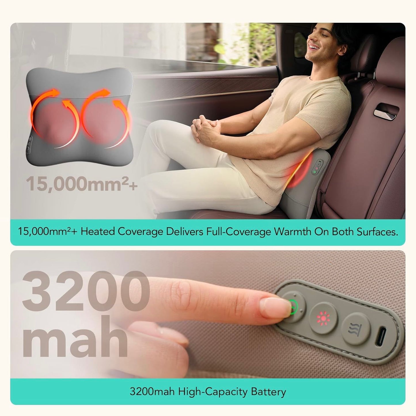 Cordless Back & Neck Massager – Deep 4D Kneading with Heat