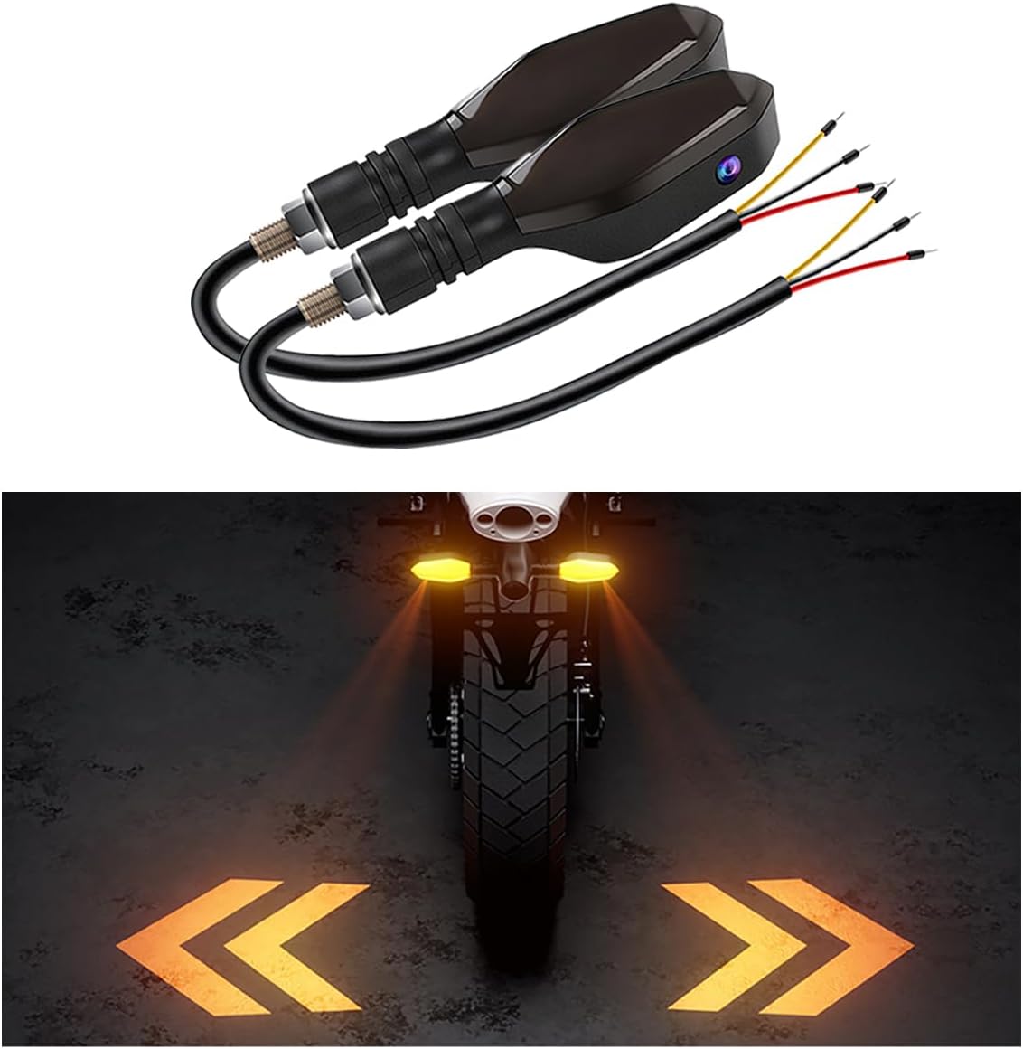 LED Motorcycle Turn Signal Lights with Arrow Projection – RGB 27 Modes - Trenduff