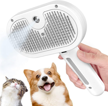 Pet steam grooming brush for dogs and cats – self cleaning spray comb USA