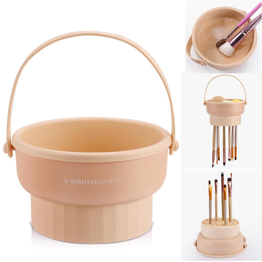 3-in-1 Silicone Makeup Brush Cleaner Bowl – Clean, Dry & Organize Brushes - Trenduff
