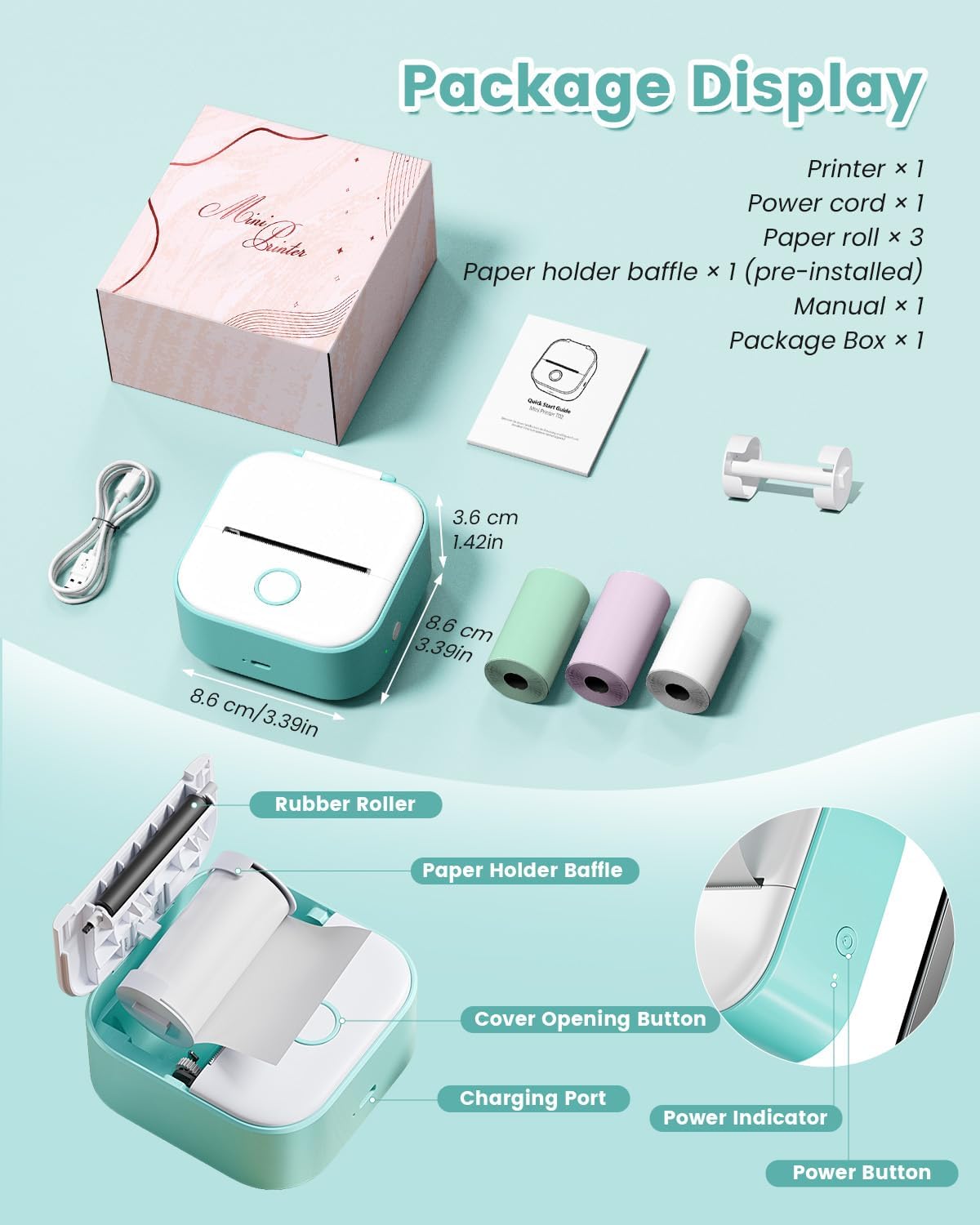 Mini Sticker Printer – Portable Thermal Bluetooth Printer for School & Home - Trenduff