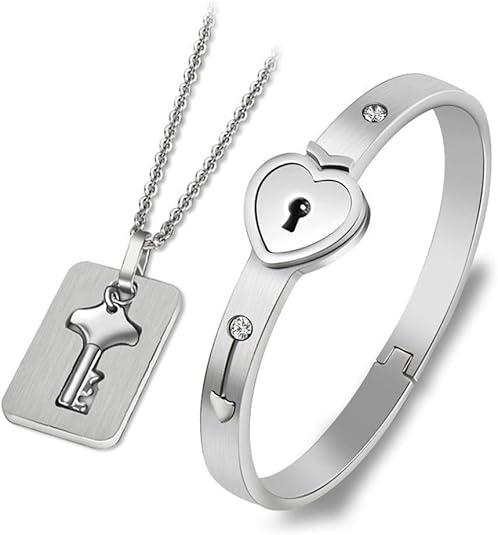 Lock Bracelet & Key Necklace – Titanium Couples Jewelry - Trenduff