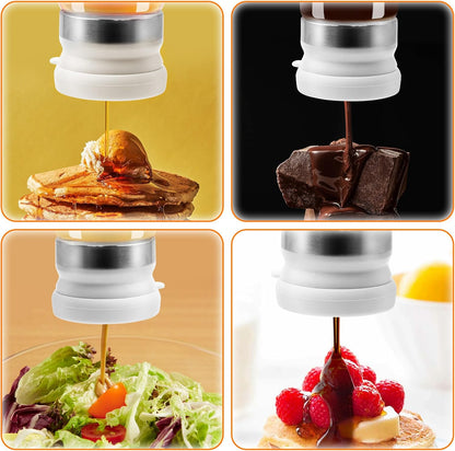 Glass Honey Dispenser No Drip with Stand – 12 OZ Syrup Jar for Tea & Coffee - Trenduff