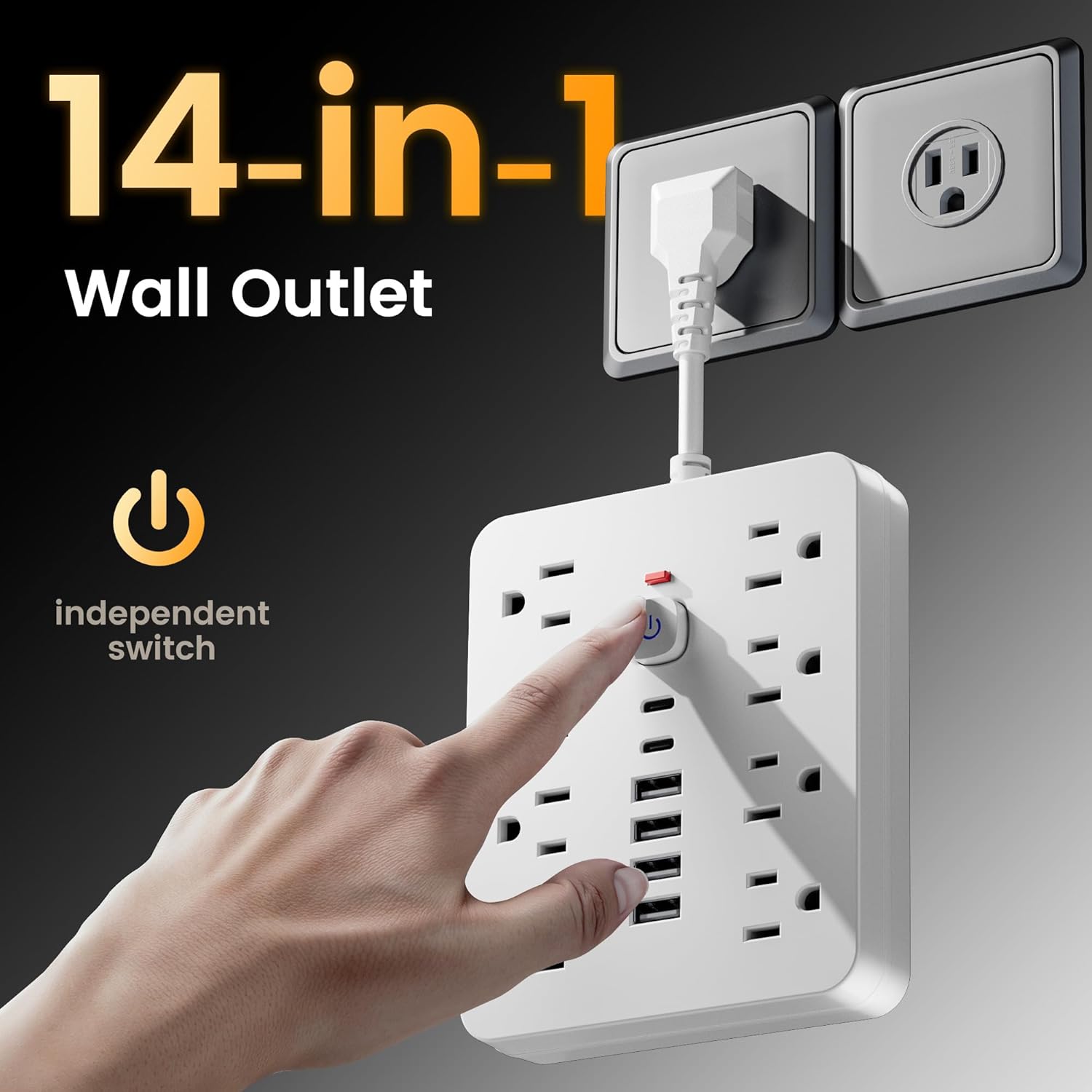 Surge Protector Power Strip with USB Ports – Compact Outlet Extender - Trenduff