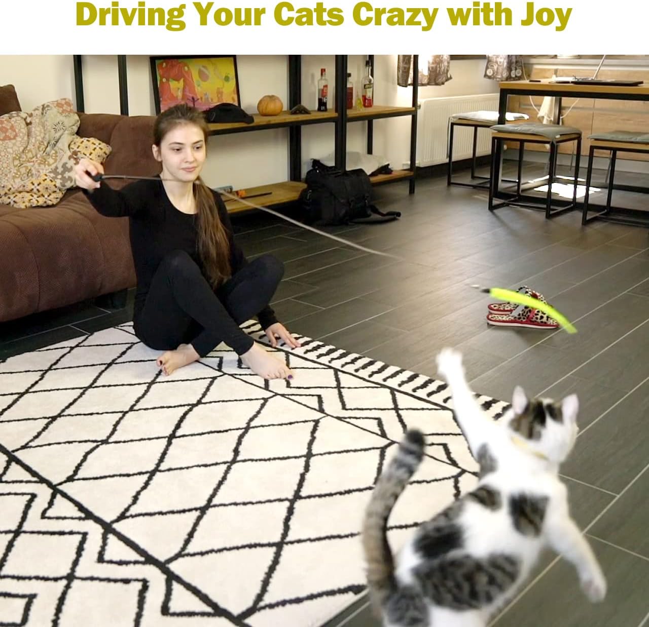 Interactive Cat Wand Toy Set for Indoor Cats Fun & Exercise - Trenduff