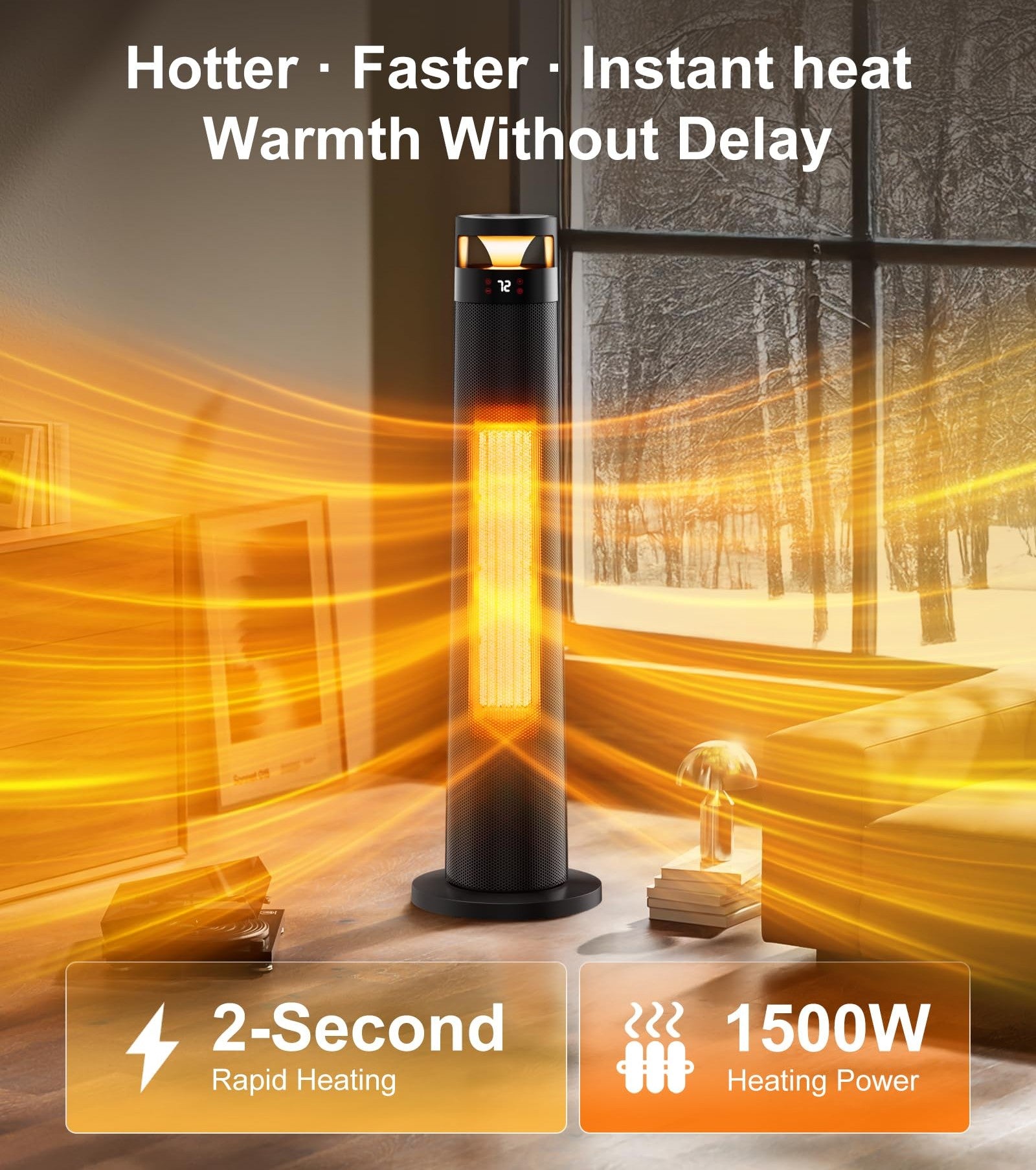 34IN Tower Space Heater – 1500W Fast Heating for Large Rooms - Trenduff