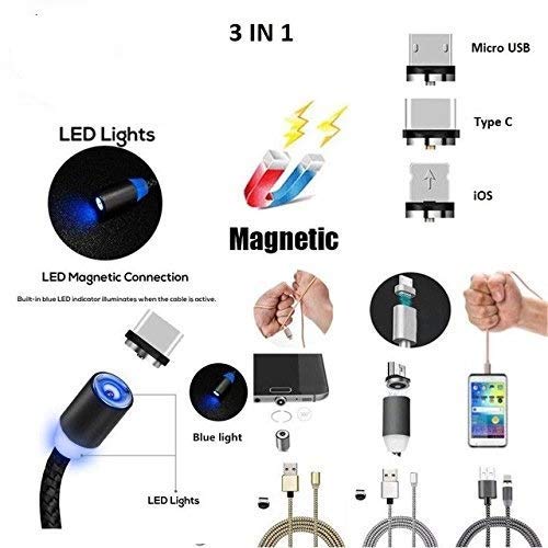 3-in-1 Magnetic Fast Charging Cable – USB-C/iOS/Micro USB with LED - Trenduff