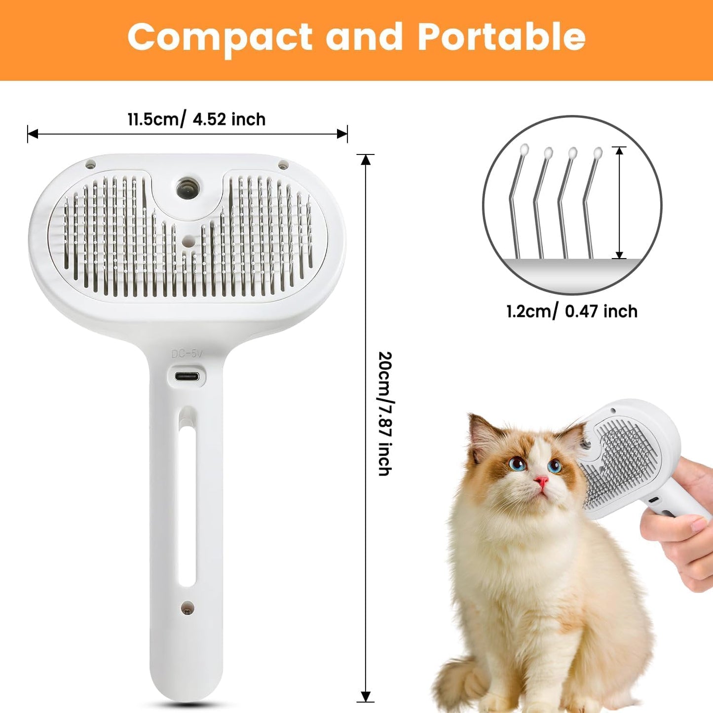Pet steam grooming brush for dogs and cats – self cleaning spray comb USA