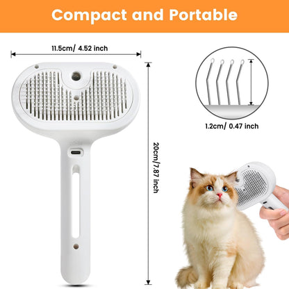 Pet steam grooming brush for dogs and cats – self cleaning spray comb USA
