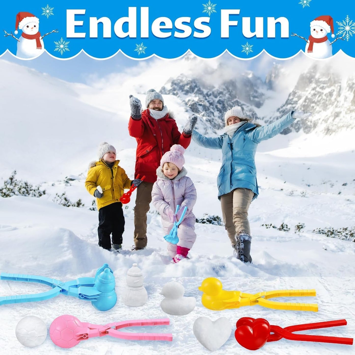 Snowball Maker 4 Pack – Fun Winter Snow Toys with Handle - Trenduff