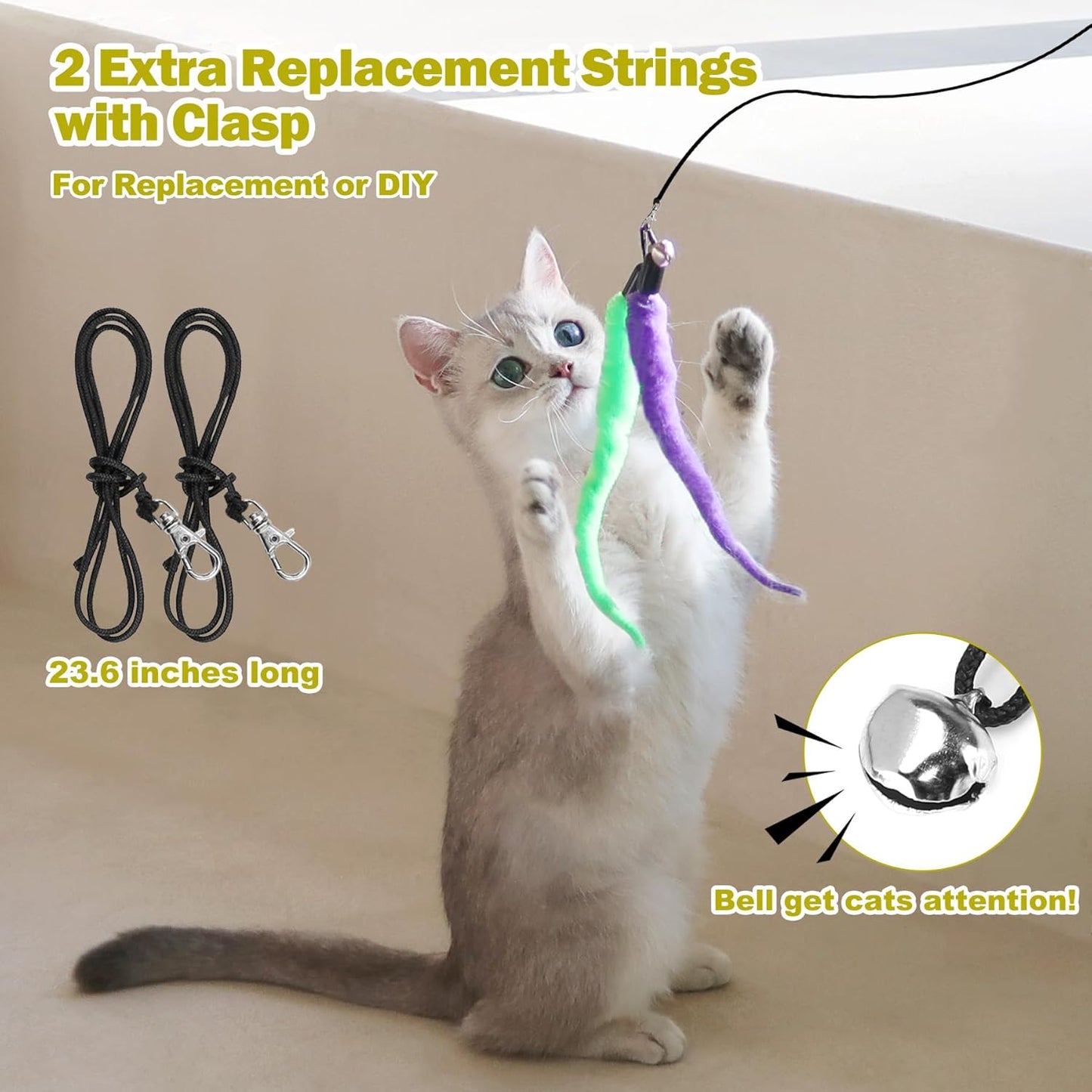 Interactive Cat Wand Toy Set for Indoor Cats Fun & Exercise - Trenduff