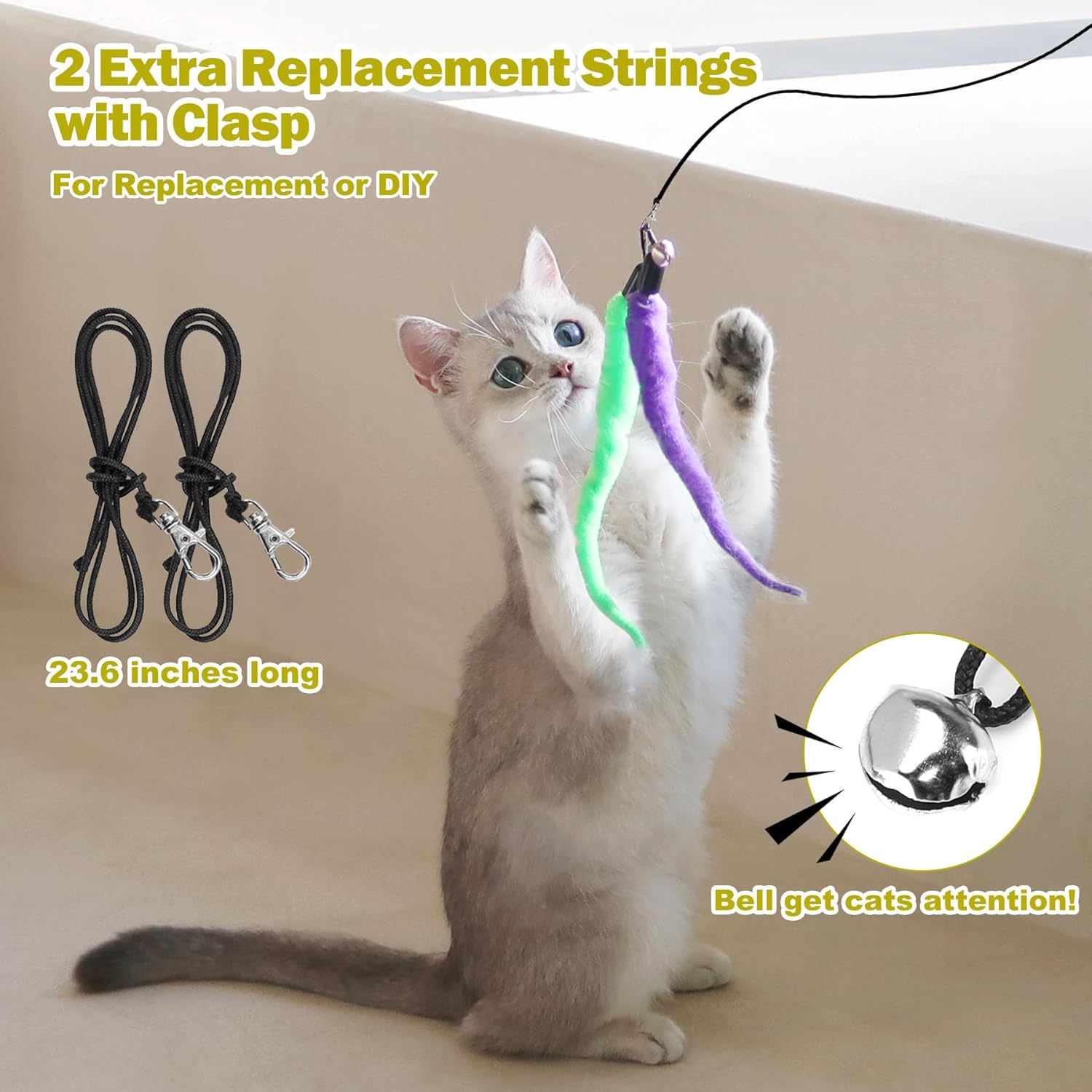 Interactive Cat Wand Toy Set for Indoor Cats Fun & Exercise - Trenduff
