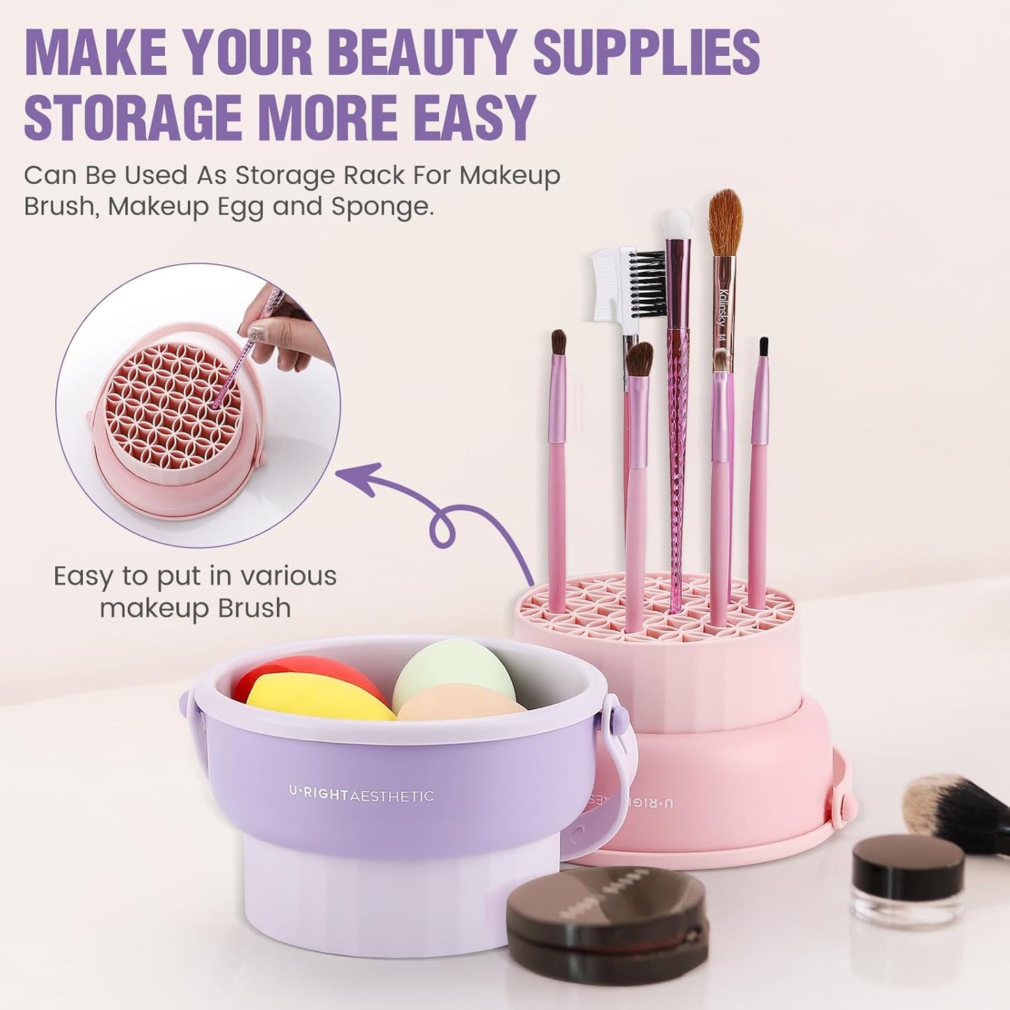 3-in-1 Silicone Makeup Brush Cleaner Bowl – Clean, Dry & Organize Brushes - Trenduff