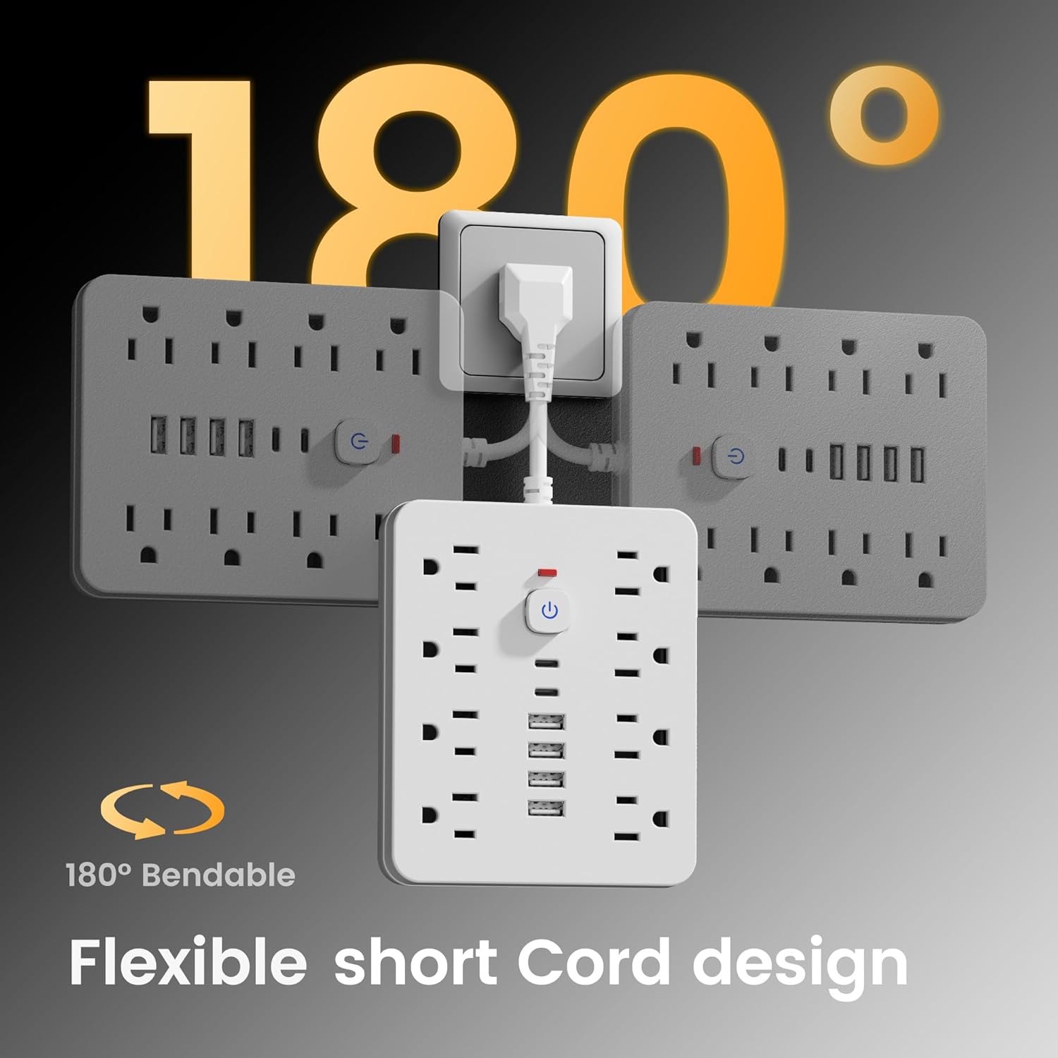 Surge Protector Power Strip with USB Ports – Compact Outlet Extender - Trenduff