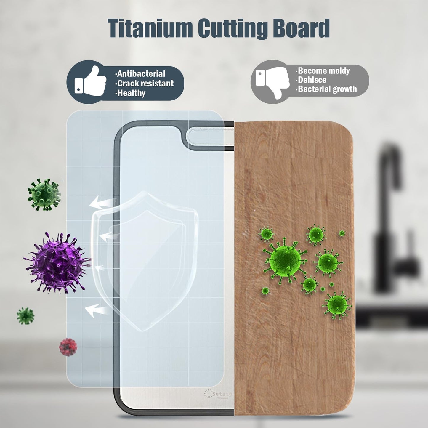 2-in-1 Titanium Cutting Board – Stainless Steel Kitchen Chopping Board - Trenduff