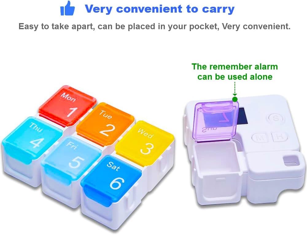 7 Day Pill Organizer with Alarm – Large Weekly Medicine Reminder Box - Trenduff