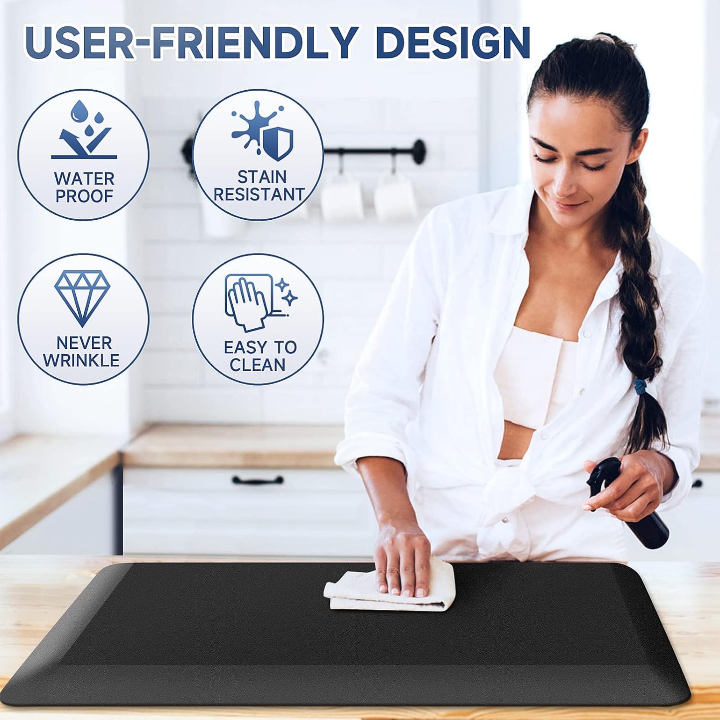 Cushioned Anti-Fatigue Kitchen Mat – Non-Slip Comfort Floor Rug - Trenduff