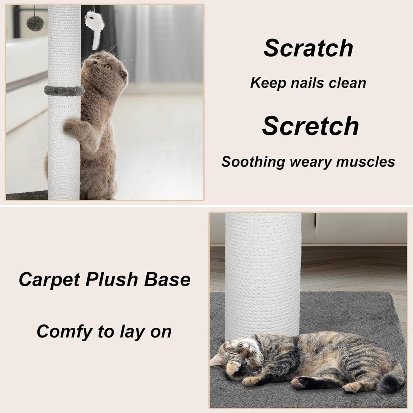 Heavy Duty Cat Scratching Post – Tall Indoor Tower - Trenduff