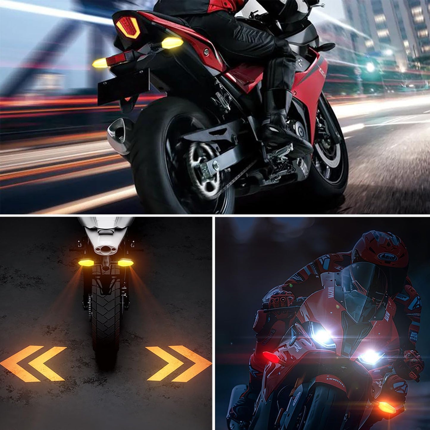 LED Motorcycle Turn Signal Lights with Arrow Projection – RGB 27 Modes - Trenduff