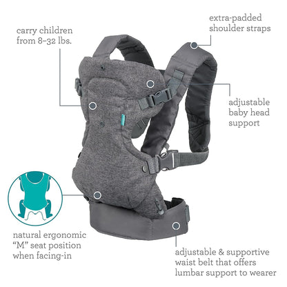 4-in-1 Convertible Baby Carrier – Adjustable Ergonomic Babywearing - Trenduff
