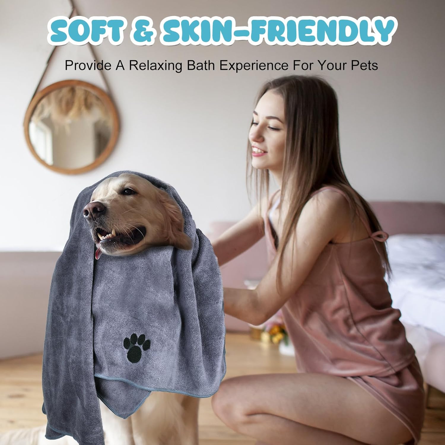 Microfiber Dog Towels – Super Absorbent Soft Bath Towels (2-Pack) - Trenduff