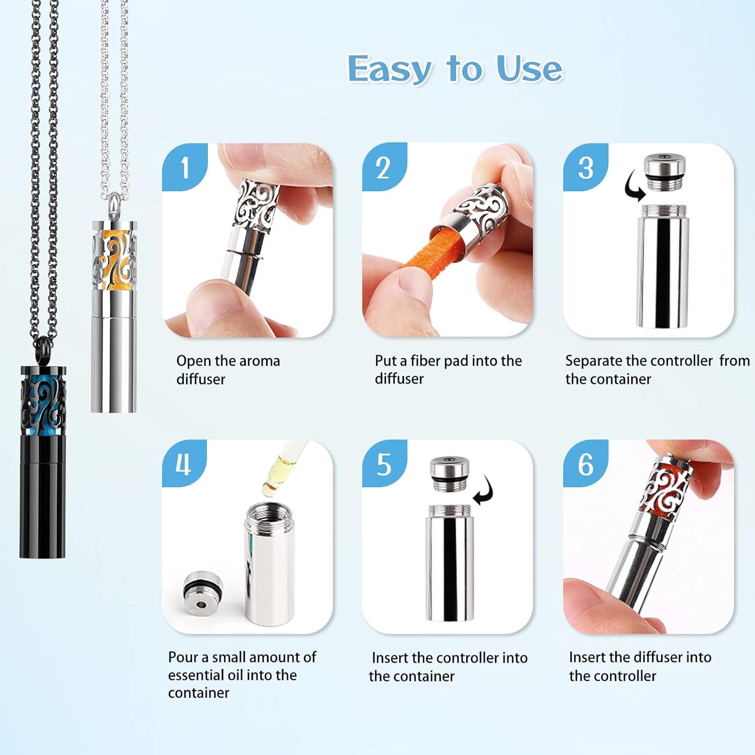 Essential Oil Diffuser Necklace – Aromatherapy Locket Set - Trenduff