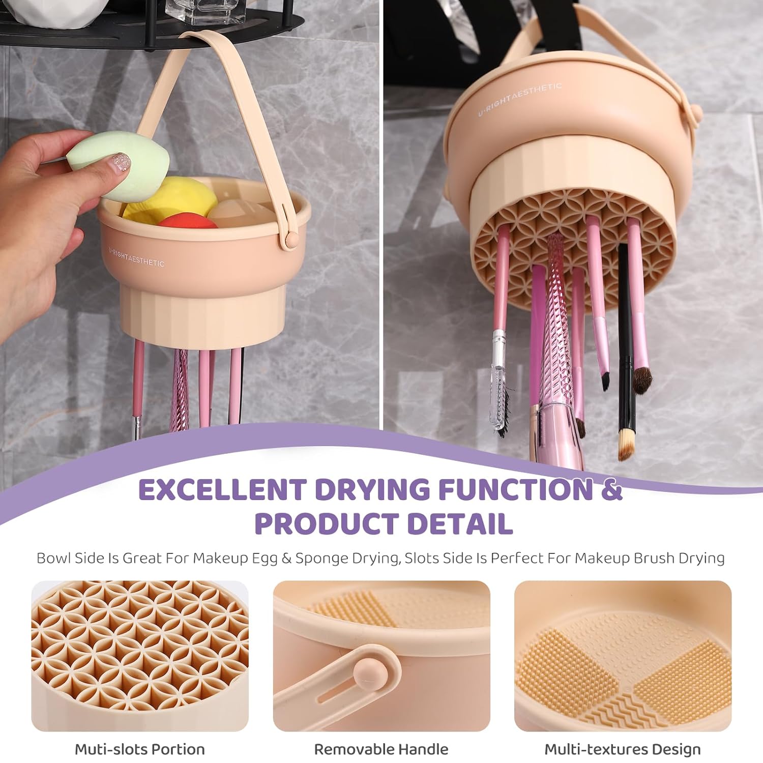 3-in-1 Silicone Makeup Brush Cleaner Bowl – Clean, Dry & Organize Brushes - Trenduff