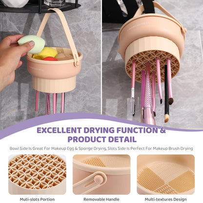 3-in-1 Silicone Makeup Brush Cleaner Bowl – Clean, Dry & Organize Brushes - Trenduff