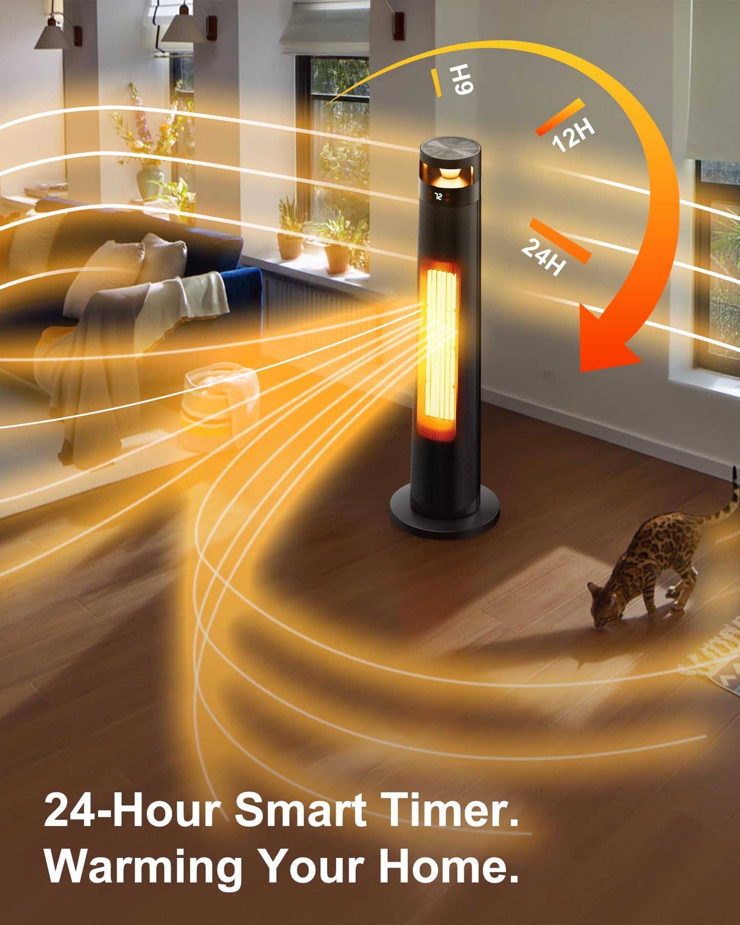 34IN Tower Space Heater – 1500W Fast Heating for Large Rooms - Trenduff