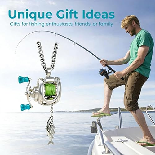 Mini Fishing Reel Necklace – Rotating Spinning Reel Pendant Keychain - Trenduff