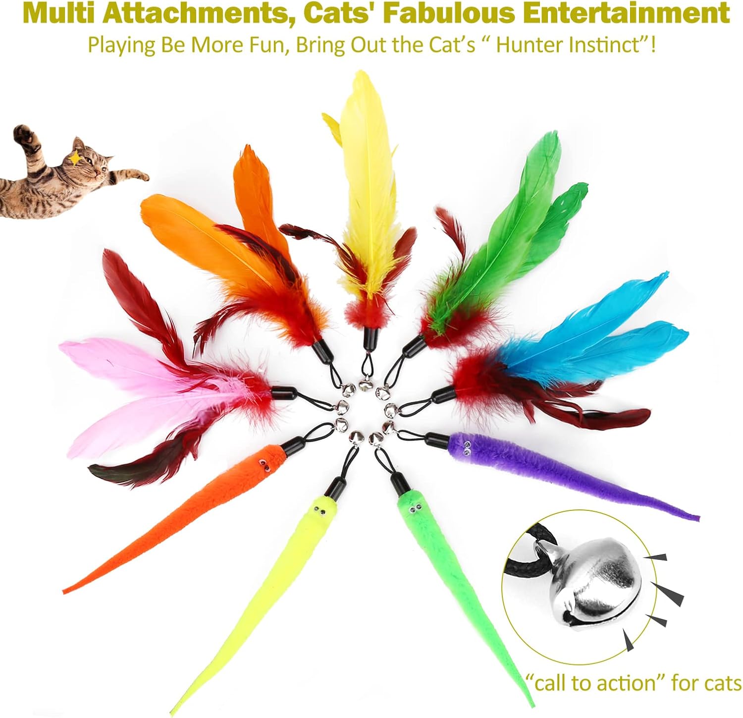 Interactive Cat Wand Toy Set for Indoor Cats Fun & Exercise - Trenduff