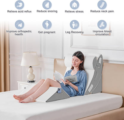 4PCS Adjustable Bed Wedge Pillow Set – Ergonomic Support for Sleep - Trenduff