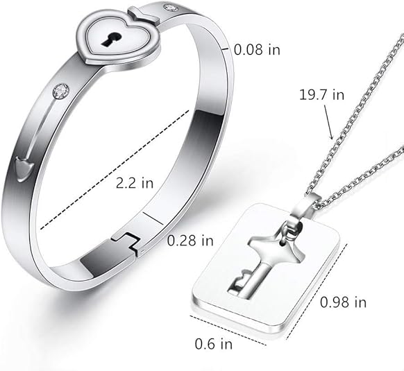 Lock Bracelet & Key Necklace – Titanium Couples Jewelry - Trenduff