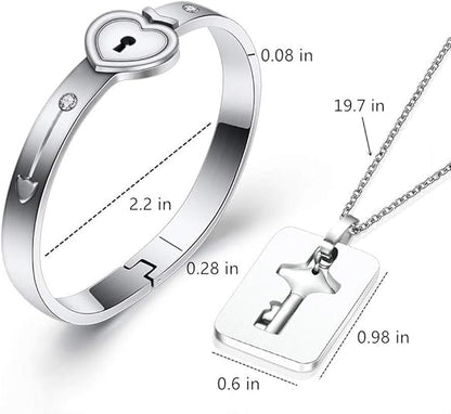 Lock Bracelet & Key Necklace – Titanium Couples Jewelry - Trenduff