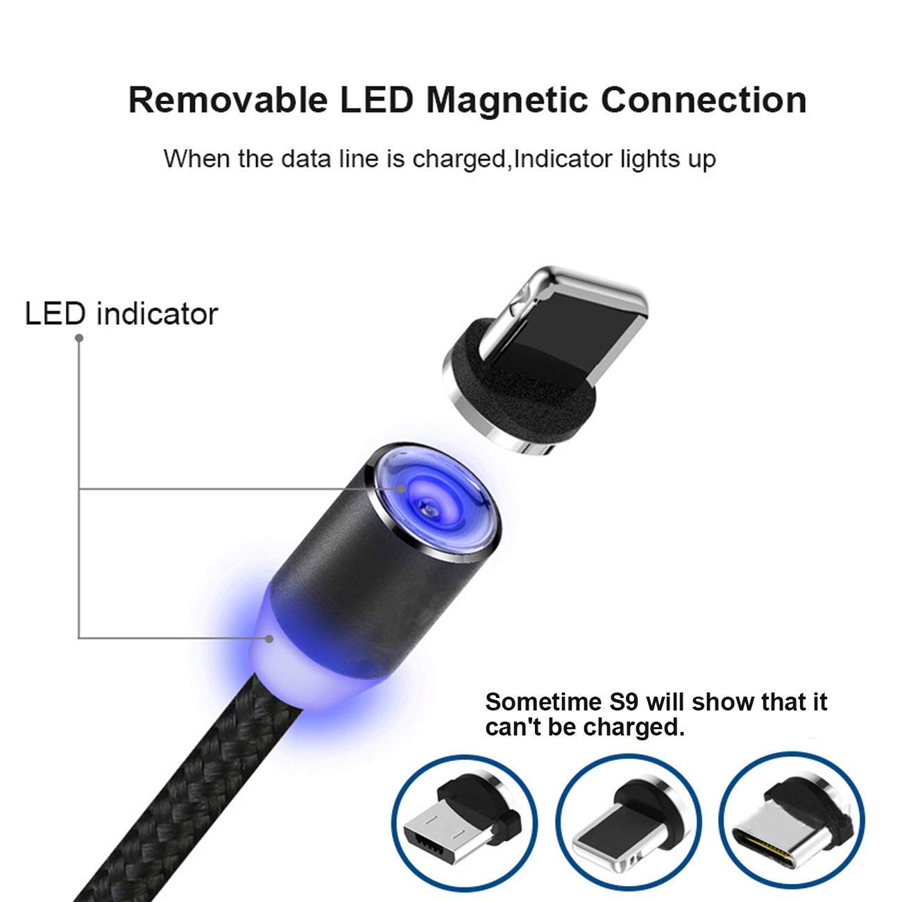 3-in-1 Magnetic Fast Charging Cable – USB-C/iOS/Micro USB with LED - Trenduff