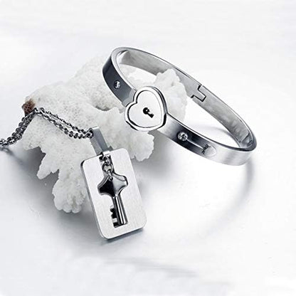 Lock Bracelet & Key Necklace – Titanium Couples Jewelry - Trenduff