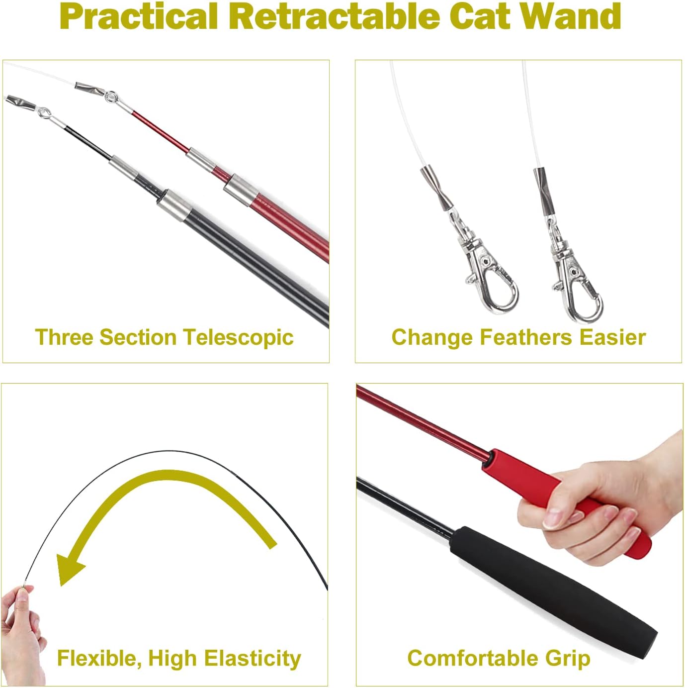 Interactive Cat Wand Toy Set for Indoor Cats Fun & Exercise - Trenduff