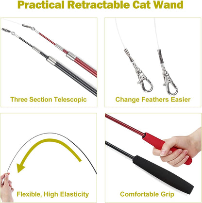 Interactive Cat Wand Toy Set for Indoor Cats Fun & Exercise - Trenduff