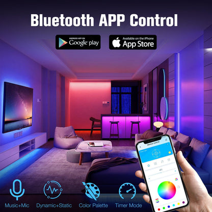 RGB LED Light Strip for TV & Room – App & Remote Control