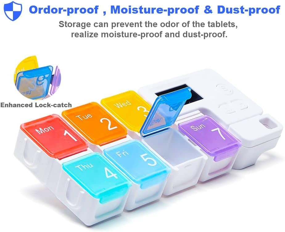 7 Day Pill Organizer with Alarm – Large Weekly Medicine Reminder Box - Trenduff