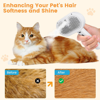 Pet steam grooming brush for dogs and cats – self cleaning spray comb USA