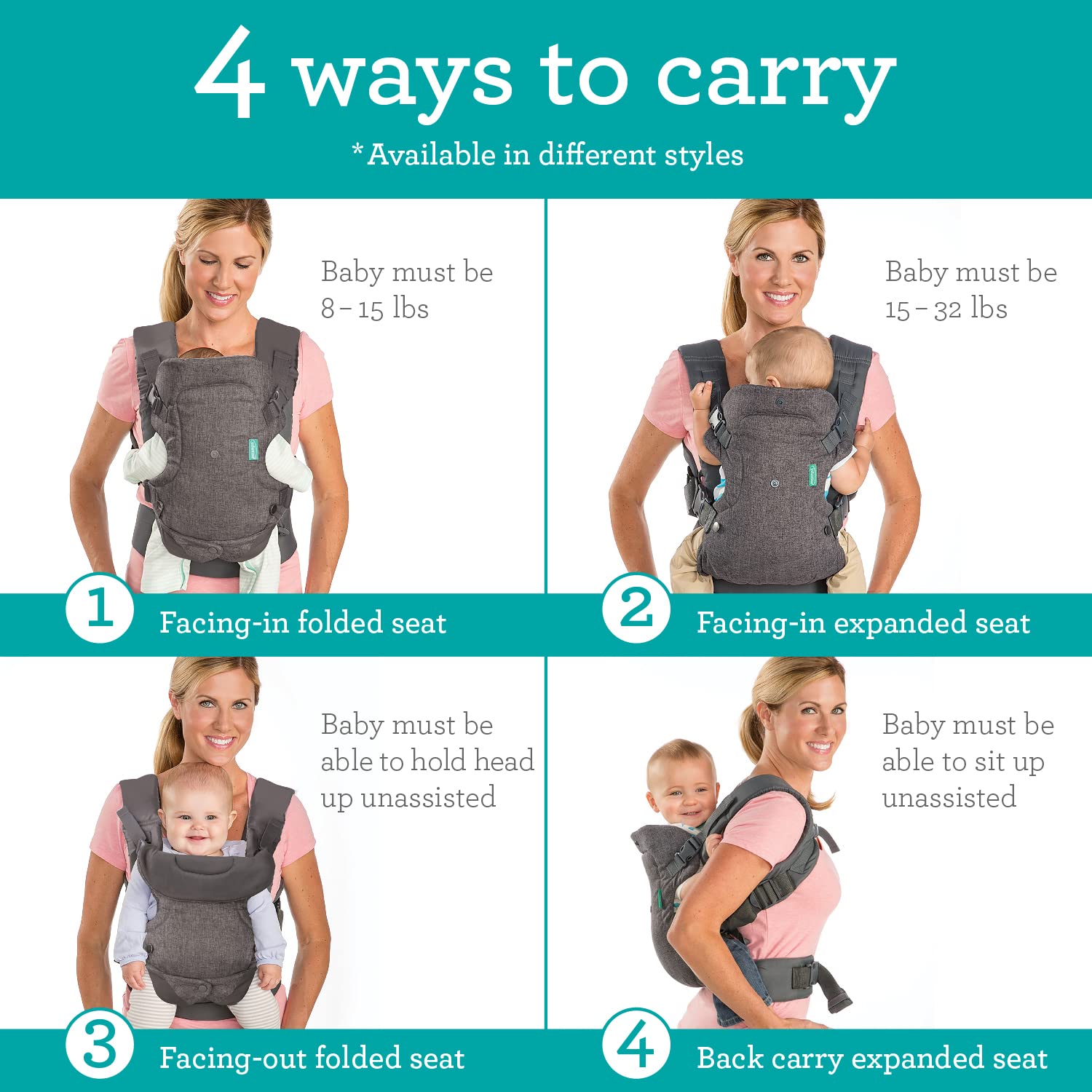 4-in-1 Convertible Baby Carrier – Adjustable Ergonomic Babywearing - Trenduff