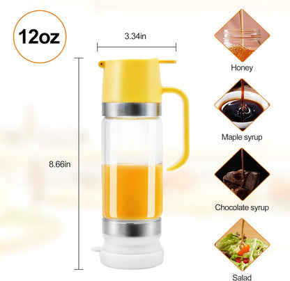 Glass Honey Dispenser No Drip with Stand – 12 OZ Syrup Jar for Tea & Coffee - Trenduff
