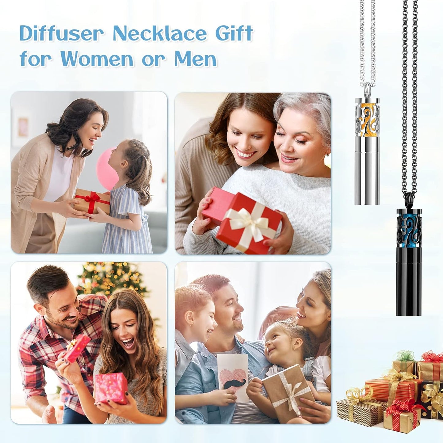 Essential Oil Diffuser Necklace – Aromatherapy Locket Set - Trenduff