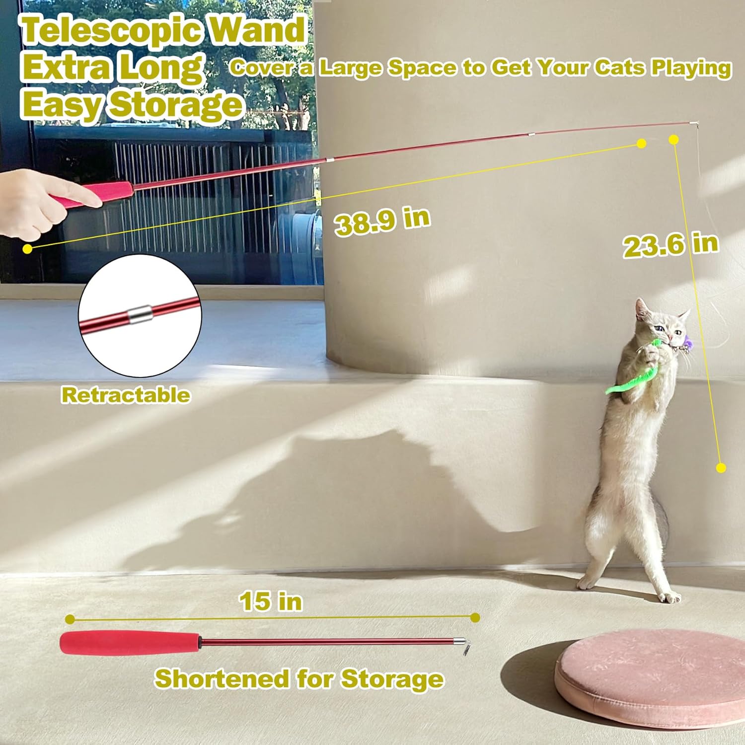 Interactive Cat Wand Toy Set for Indoor Cats Fun & Exercise - Trenduff